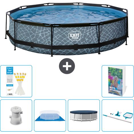 Exit Pool Rund - Steinoptik - 360x76 cm - 7-teilig S225