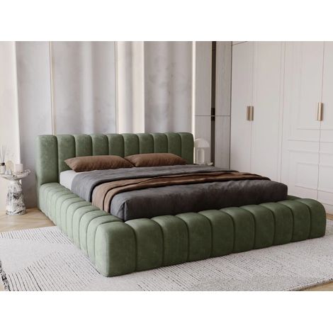 Lit rembourré avec rangement 180x200 velours vert Italia (1/5)