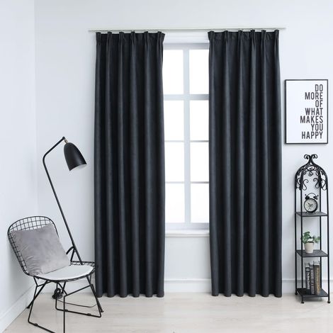 FIMEI Rideaux occultants avec crochets 2 pcs Anthracite 140x225 cm (1/5)