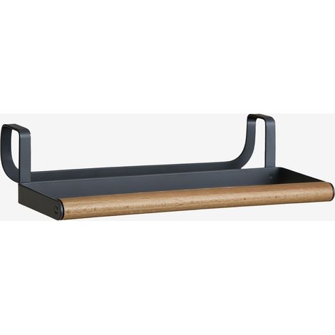 Support pour torchons de cuisine en fer et bois de caoutchouc Celine SKLUM Gris Graphite (1/5)