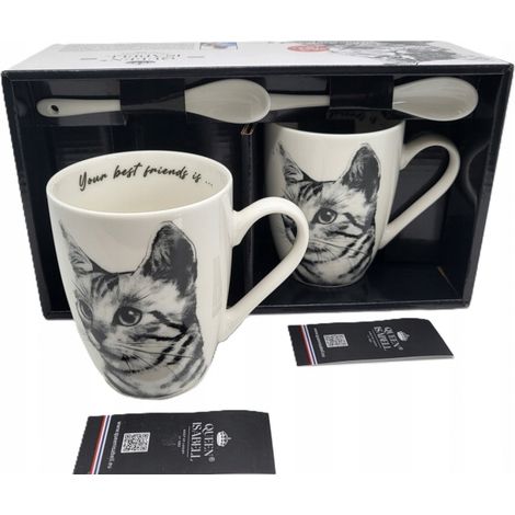 Un juego de dos tazas con la imagen de un gato PARA REGALO (1/5)