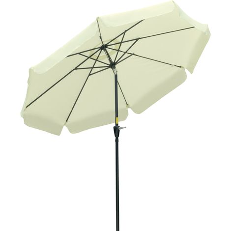 Runder, neigbarer Sonnenschirm (2,7 m Durchmesser) mit Kurbelgriff und UV-Schutz 50+, beige