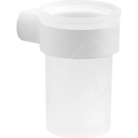 Sapho Gedy Pirenei - Verre pour brosse à dents et dentifrice, avec support, blanc mat/verre satiné PI1002 (1/2)