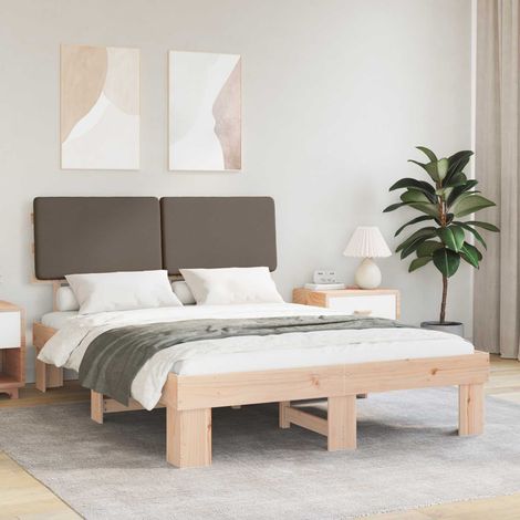 Bettgestell mit gepolstertem Kopfteil Taupe 120 x 190 cm