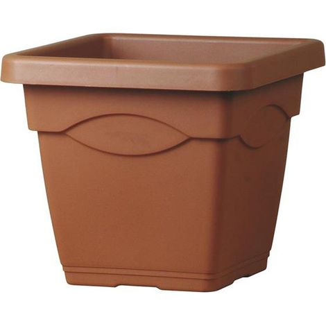 Outdoor Vase ''Quadro Basic'' für Blumen und Pflanzen -32 cm / Kakaofarben