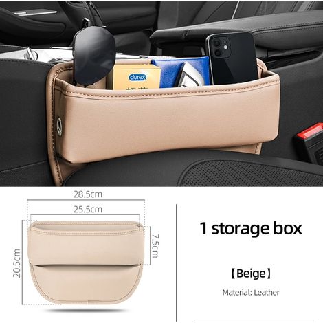 Sac de rangement en cuir PU blanc cassé (1 pièce) pour siège auto Mercedes-Benz W204 W205 W211 W203 ML320 Vito Cla GLB - Comblement de l'espace entre la console centrale et le siège. (1/5)