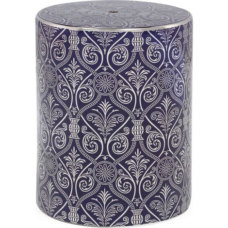 Pouf 33 x 33 x 45 cm Céramique - Argent, Bleu