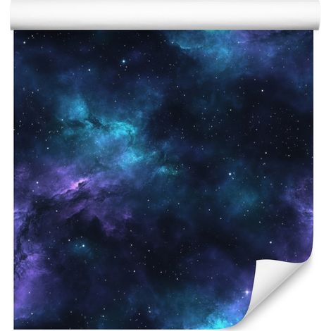 Papier peint aquarelle galaxie bleu marine, turquoise et azur 50x1000 cm (1/5)