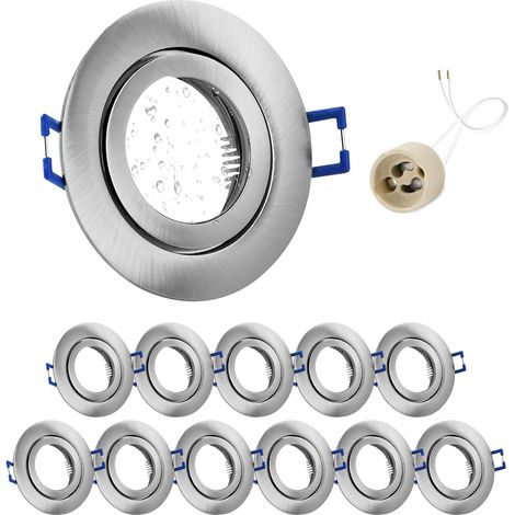 4x Spot LED Encastrable IP65 Cadre Avec Douille GU10, Spots de plafond en Fer Nickel brossé, Rond plat Spots Salle de bain spot cadre d'encastrement 68mm pour extérieur- intérie (1/5)