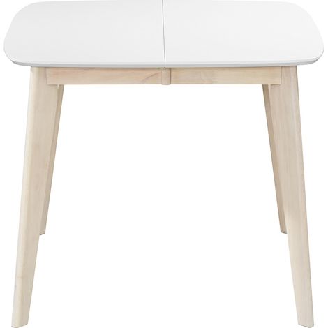 Tavolo da pranzo allungabile scandinavo quadrato bianco e legno L90-130 LEENA (1/4)