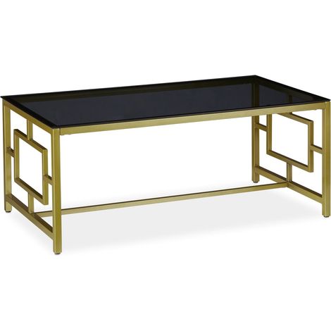Tavolino da salotto rettangolare moderno 100 x 60 x 40 cm capacità 75 kg in vetro nero 130005654