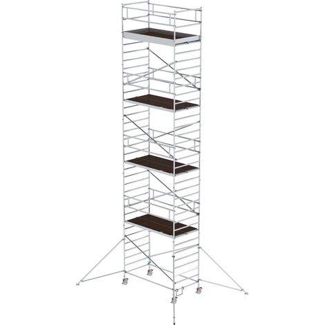 Günzburger Steigtechnik Echafaudage roulant 1,35 x 2,45 m avec stabilisateur &amp double plate-forme Hauteur de plate-forme 9,35 m - 168936