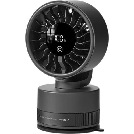 Ventilateur de Bureau USB Rechargeable, Ventilateur Mural avec Ventouse et Écran LED,Noir (1/5)