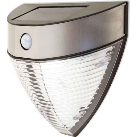 Applique LED solaire - VELAMP - ARMOUR - 200 lm - détecteur de mouvements - acier brossé (1/2)