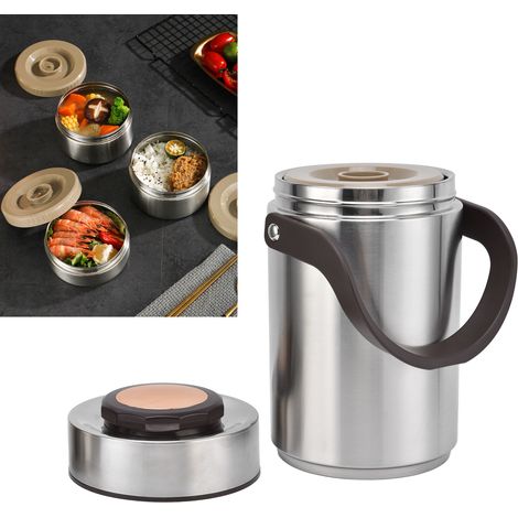 Isolierte Lunchbox mit großem Fassungsvermögen aus Edelstahl 304, ideal für Schüler, Studenten, Erwachsene und Büroangestellte. Dreiwandiger, vakuumversiegelter Deckel, luftdicht, 2300 ml. (1/5)