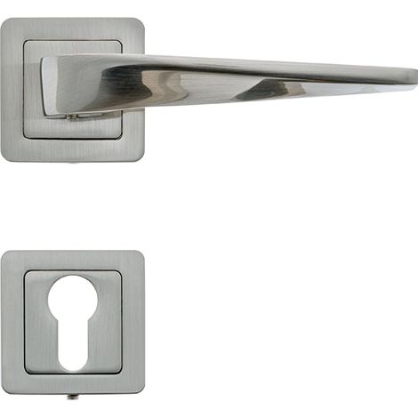 AYR Lot de 2 poignées MAXIM nickel satiné + 2 rosaces cylindre nickel satiné (1/4)