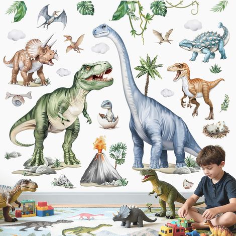 Stickers Muraux Dinosaure XXL Autocollants Muraux Dino Volcan (1/5)