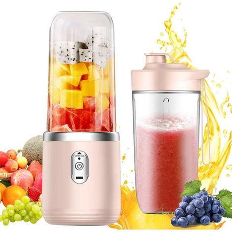 Tragbarer Standmixer,400-ml-Mixer mit Becher,USB-aufladbarer Mini-Mixer mit 6 Klingen,geeignet für Milchshakes,Fruchtsäfte und Smoothies (1/5)