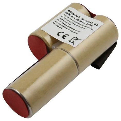 Batterie pour Cisailles à Gazon Gardena ACCU 3 Ni‑MH 3.6V 2500mAh 9.0Wh (1/3)