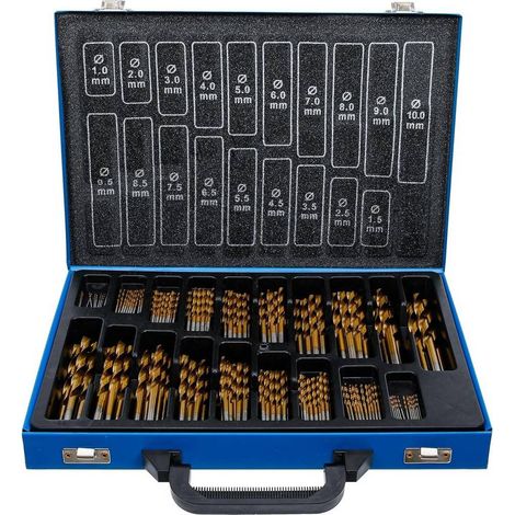 Jeu de Forets HSS 170 pcs 1-10 mm - Traitement Nitrure de Titane - Performance et Durabilité, Acier - D-Work (1/5)