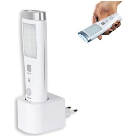 Lampe Torche LED,Lampe de poche à induction d'urgence Lampe Torche à Détecteur de Présence Angle Détection 60° 15 LED Rechargeable Batterie Blanc. (1/5)