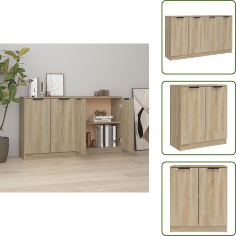 Buffets 2 pcs Chêne sonoma 60x30x70 cm Bois d'ingénierie - Buffet - Meuble De Rangement - Commode - Bibliothèque - Décoration Intérieure (1/5)