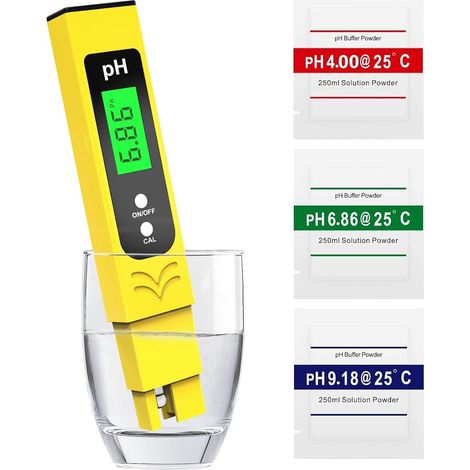 ph Metre High Precision (± 0.01), Tester ph Pool with Screen LED Backlit Blue and Compensation Automatic of the Temperature, for Water Potable/Pool Analyse of l’eau-Jaune (1/5)