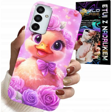 Custodia per Samsung Galaxy M23 - simpatica paperella su sfondo rosa (1/5)
