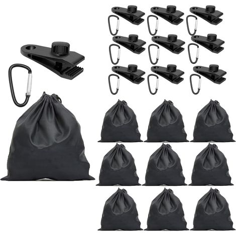Sac de Poids Portable pour Rideaux de tonnelle en Plein air, 10 Sacs de Poids et 10 mousquetons, 10 Clips, pour Jardin, tonnelle, Rideaux de terrasse (1/5)