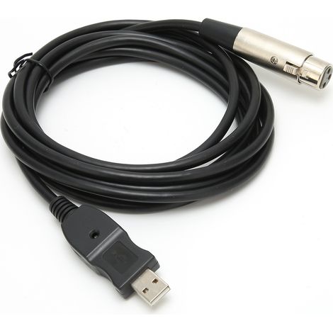 Câble adaptateur USB mâle vers XLR femelle de 3 mètres pour l'enregistrement audio en studio, idéal pour les microphones. (1/5)