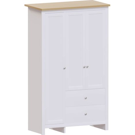 Arlington Wardrobe 3 Door 2 Drawer With Hanging Rail & Storage Shelf, White (1/5)