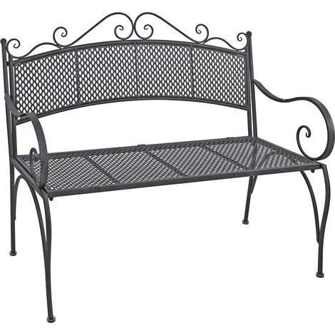 Gartenbank Provence Metall Bank Sitzbank Gartenbank Grau Antik 110x55x93 bis 230kg