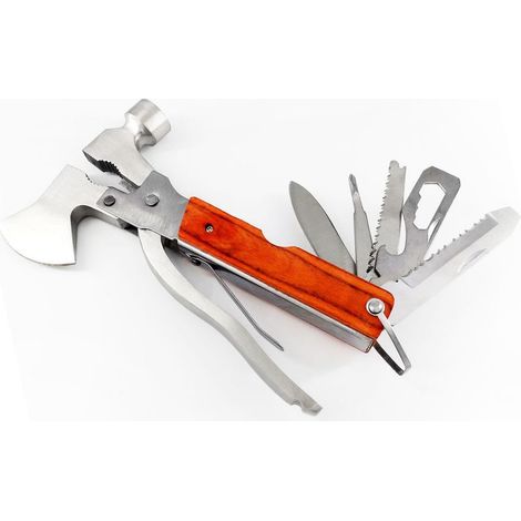 Marteau Multifonction Pliable en Acier pour Camping, Randonnée et Pêche - Hachette Polyvalente Colorée pour Extérieur (1/5)