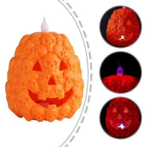 Ensemble de 6 lumières citrouille d'Halloween avec éclairage LED orange. (1/4)
