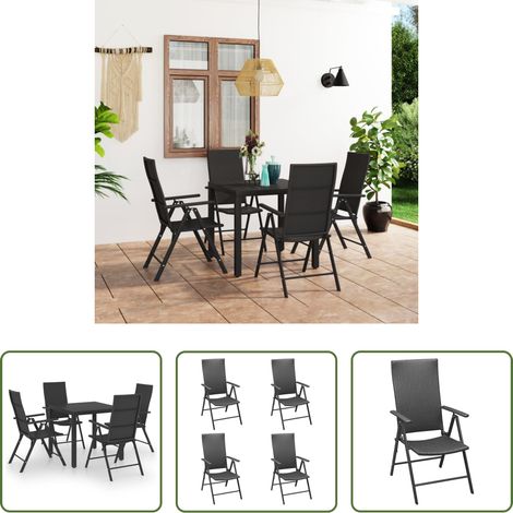vidaXL Table de jardin - Ensemble à manger de jardin 5 pcs noir (1/5)