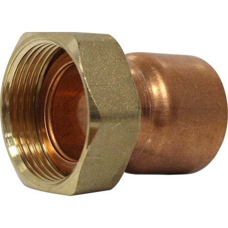 Raccord droit 2 pièces écrou prisonnier à joint plat - Femelle 1"1/4 (33/42) - Cuivre Ø35 - Arcanaute (1/5)
