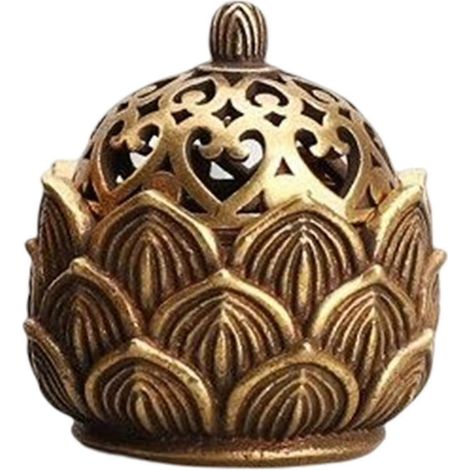 Brûleur d'encens rétro en forme de lotus, pour cônes et spirales d'encens.-3.3cmx2.3cm (1/5)