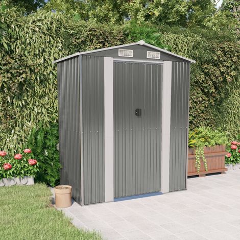 Abri de jardin remise pour outils,Cabane Remise de Jardin pour Stockage Gris clair 192x108x223 cm Acier galvanisé - FR30489 (1/5)
