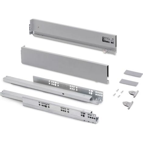 Emuca 3186525 Tiroir extérieur Vertex avec réglages 3D hauteur 93mm, 40kg, profondeur 400mm, Acier, Peint en aluminium