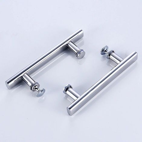 Poignée de meuble-Lot de 2 Poignée de porte de douche chromé de 145 mm (14,5 cm), trou à trou (1/4)
