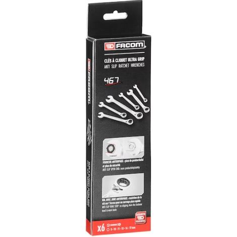 Facom 467B.JE6PB Set Chiavi Combinate Crichetto 6 Pezzi