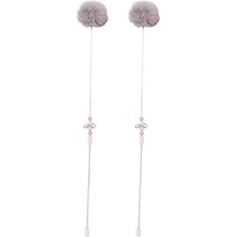 Lot de 2 bâtonnets à mâcher amusants pour chatons, jouet interactif pour l'entraînement des chats, balle à poils gris (1/5)