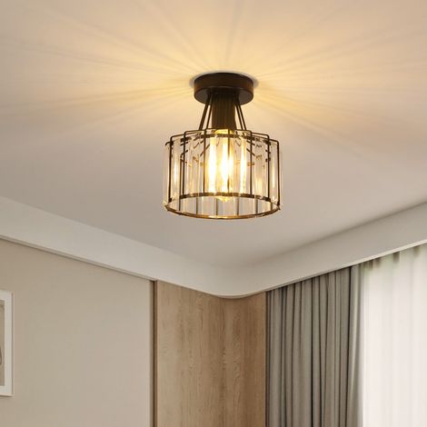 GOECO Lampada a soffitto moderna, lampadario a cristallo nero E27 con LED per camera da letto e corridoio (lampadina non inclusa) (1/4)