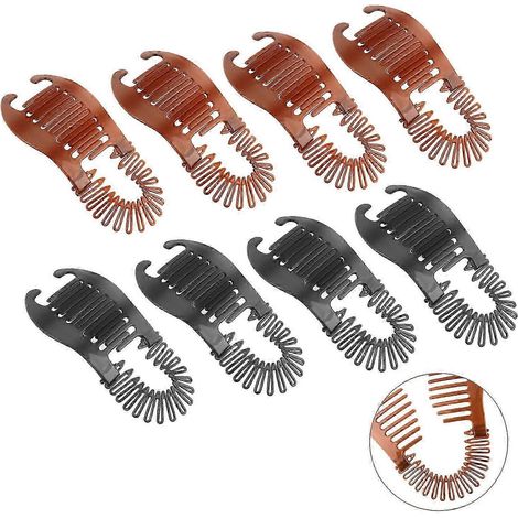 Lot de 8 pinces à cheveux banane pour femmes, pinces à queue de cheval pour cheveux épais, peignes à cheveux flexibles et emboîtables en plastique, accessoires pour femmes, boucles souples et flexible (1/5)