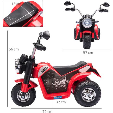 Vélo électrique enfant à 3 roues, lumières et sons, batterie rechargeable 6 V, vitesse maximale 2 km/h, convient aux enfants de 18 à 36 mois, 72 x 57 x 56 cm, rouge (1/5)