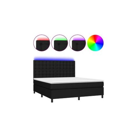 Sommier à lattes de lit et matelas et LED Noir 160x200 Tissu (1/5)