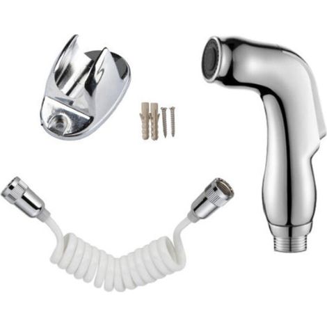 Complet avec pommeau de douche, tuyau de douche de 1,5 mètre et support de pommeau de douche. douchette toilette wc,kit douchette wc,flexible wc,kit hygiene wc,argent (1/4)