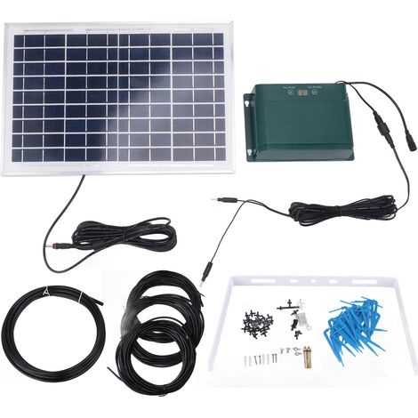 Kit d'irrigation goutte à goutte solaire automatique, système d'arrosage auto DIY facile pour balcon et jardin, alimenté par énergie solaire. (1/5)