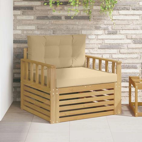 vidaXL Canapé d’extérieur Polyester Blanc et beige (1/5)