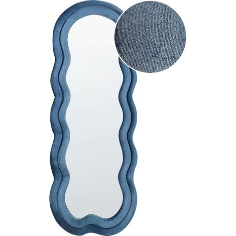 Specchio da parete moderno e decorativo appeso 57 x 160 cm Telaio in MDF Forma irregolare Blu Lacs